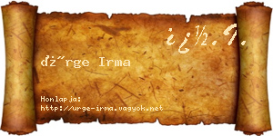 Ürge Irma névjegykártya